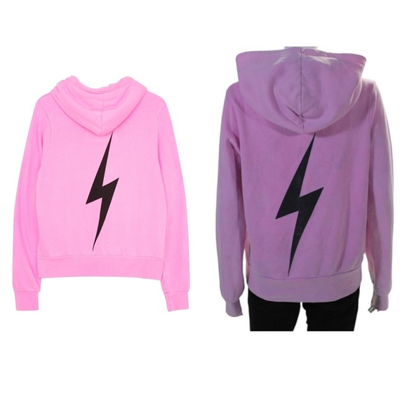 AVIATOR NATION Unisex Pink/Black BOLT FULL ZIP HOODIE/Sweatshirt | PRELOVED⚡️🖤 - Picture 1 of 16